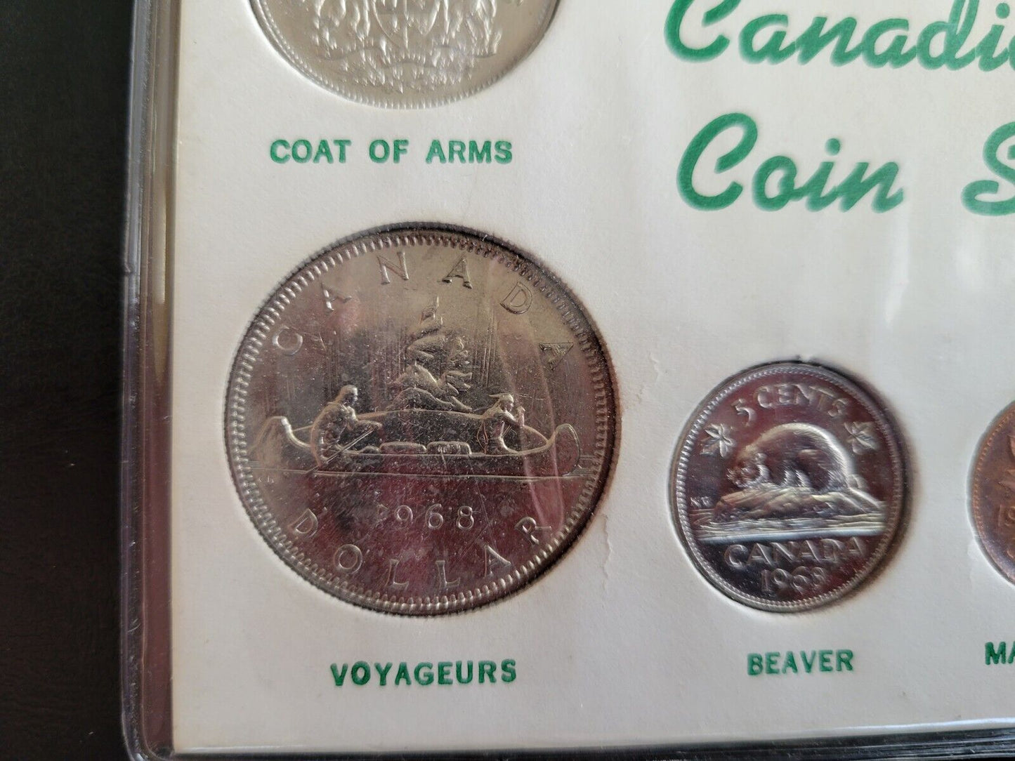 1968 CANADA 8 Coin Year Set in Cardboard Holder - 50% Silver Dime and Quarter