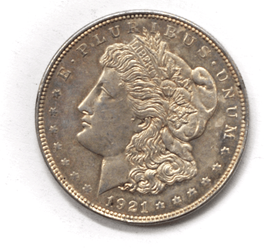 1921 $1 Morgan Silver One Dollar US Coin Lamination Peeling Error Reverse