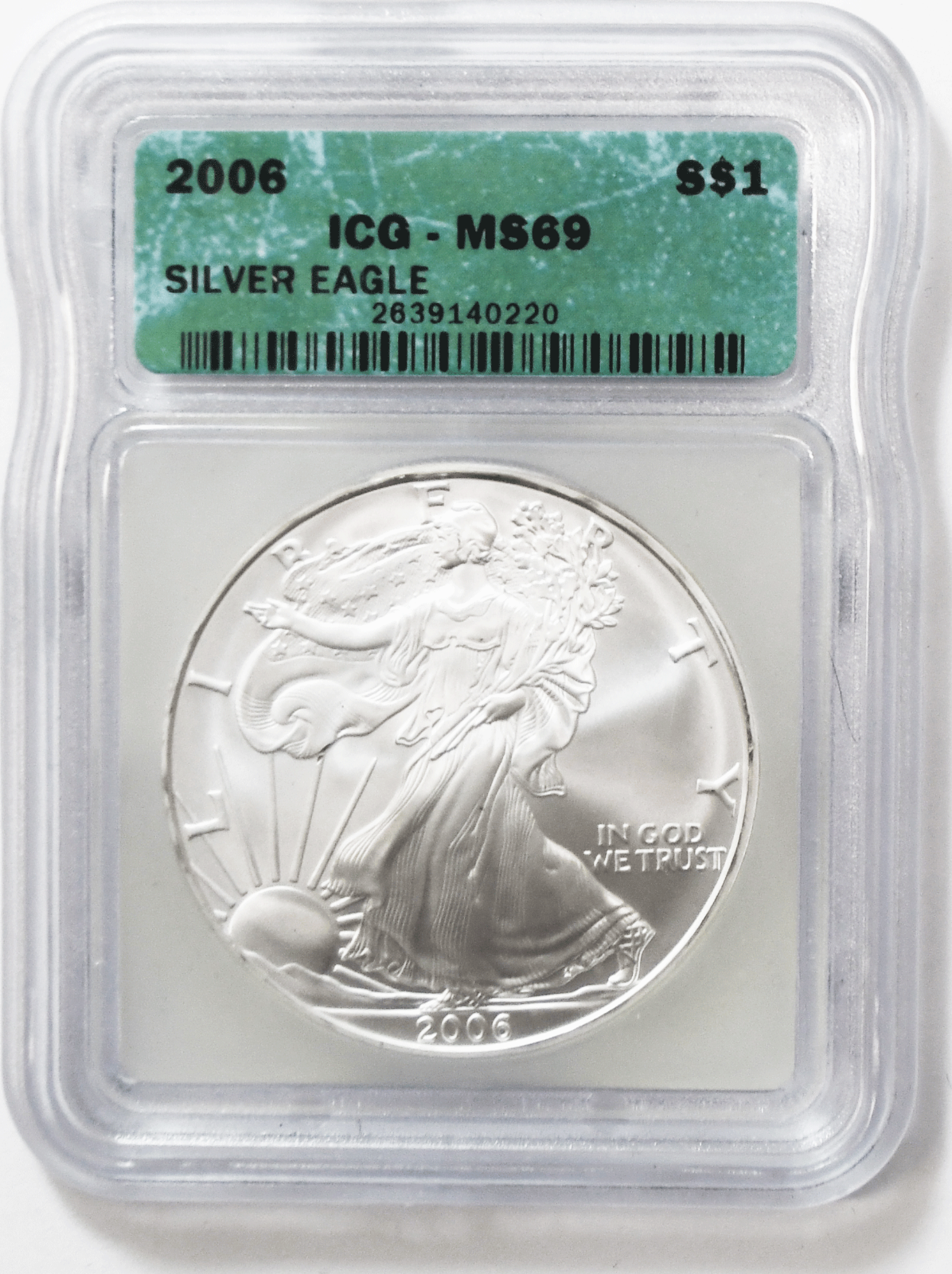 2006 $1 American Silver Eagle Dollar ICG MS69 1oz Fine Coin