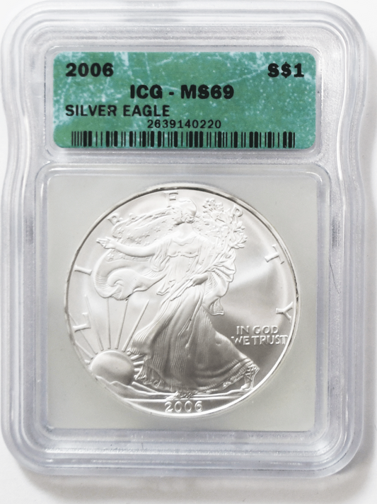 2006 $1 American Silver Eagle Dollar ICG MS69 1oz Fine Coin