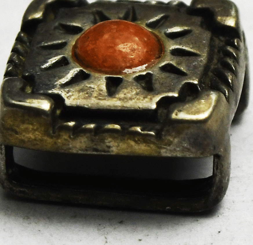 Sterling Silver Shube Coral Dot Square Slider Pendant 12mm x 6mm