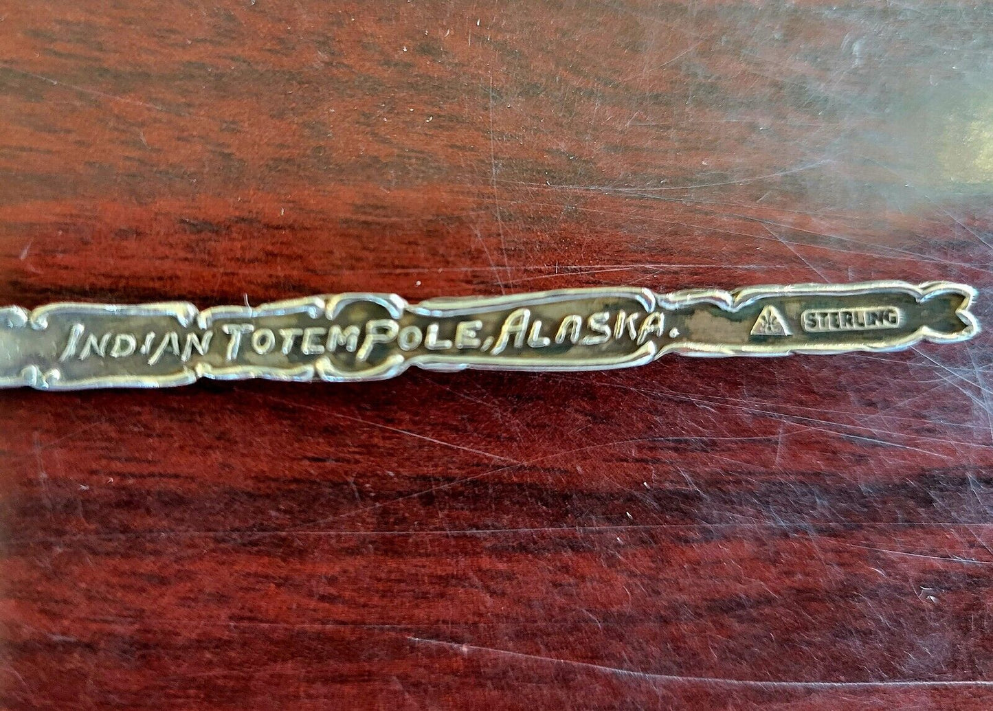 A.B. Mt. Skagway Alaska Antique Sterling 3 3/4" Souvenir Spoon Totem Pole .19oz