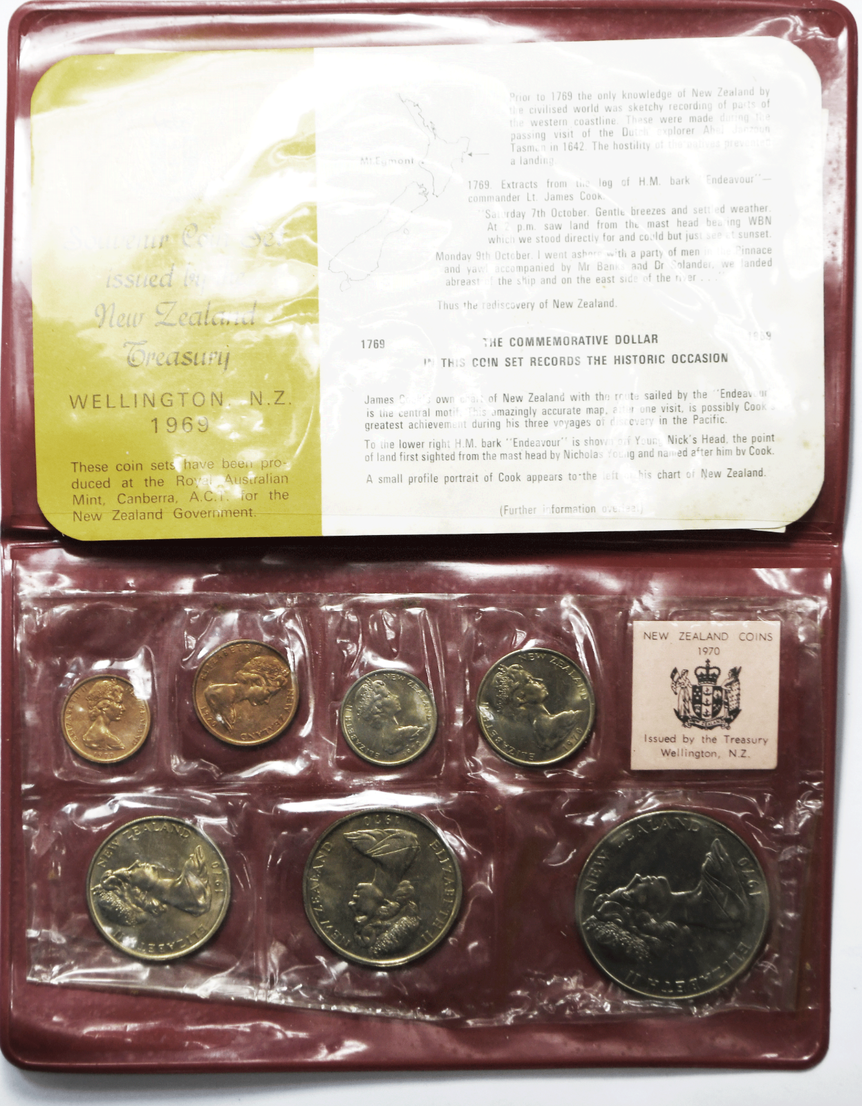 1969 Cook Commemorative New Zealand 7 Uncirculated Coin Set
