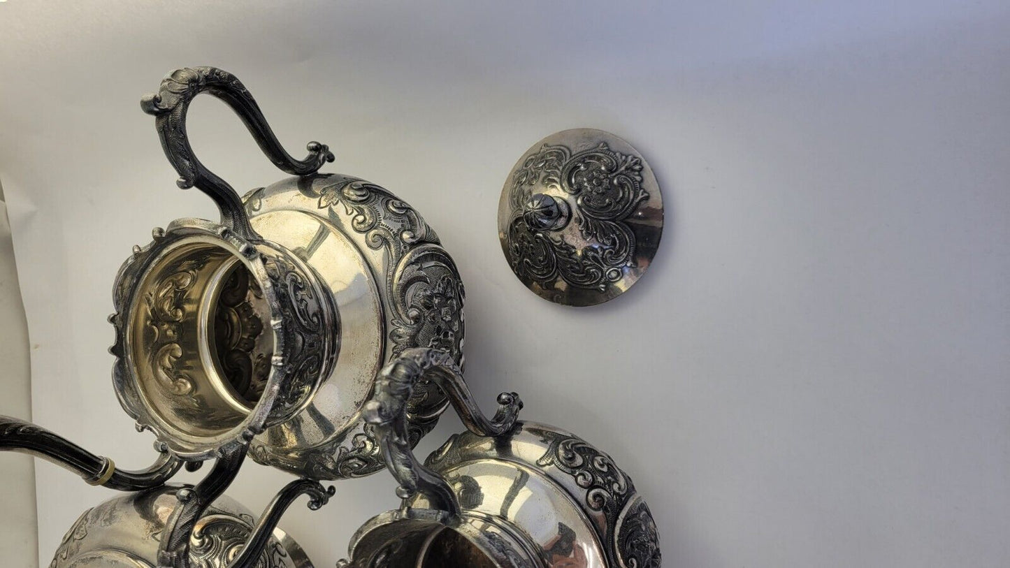 Rogers Smith Victorian Quadruple Plate 5pc Coffee & Tea Service Set  Meriden CT