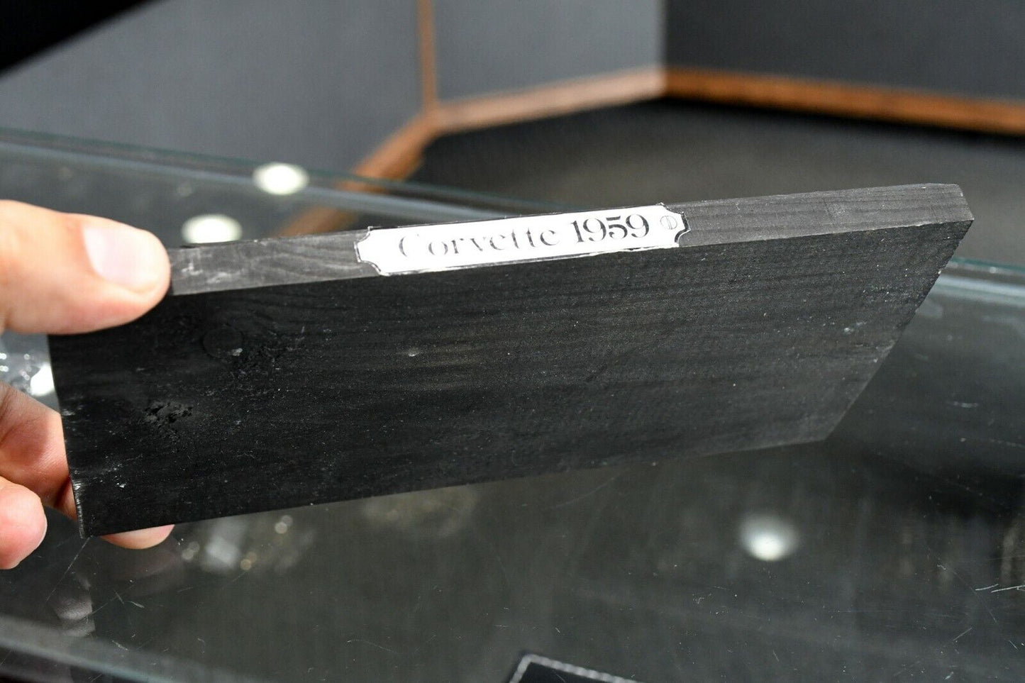 Hofbauer Crystal Solid 1959 Corvette with Stand Paperweight Western Germany