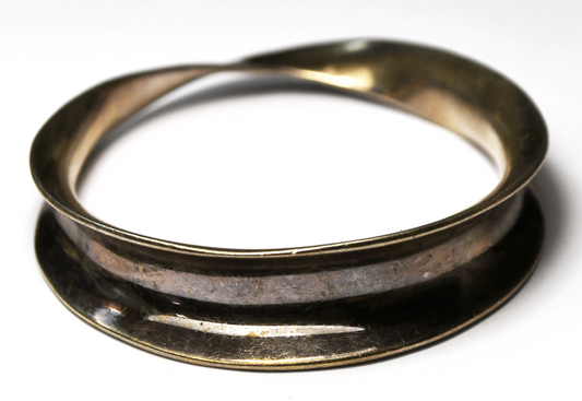 Sterling Silver Concave Mexico Medium Bangle Twist 16mm Bracelet  49g