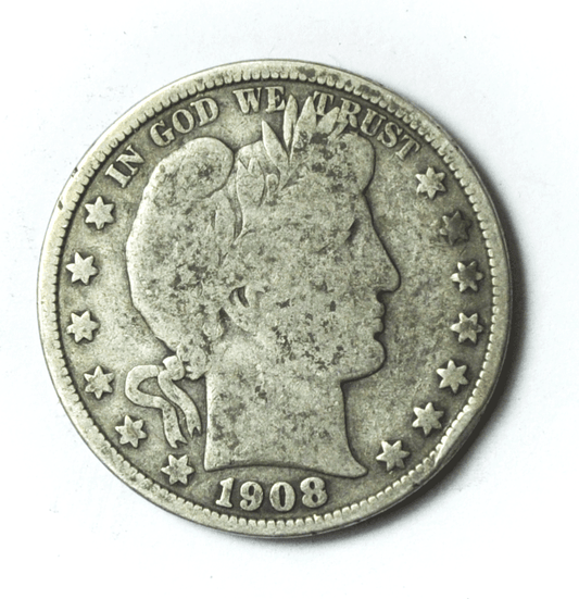 1908 50c Barber Silver Half Dollar Fifty Cents US Philadelphia