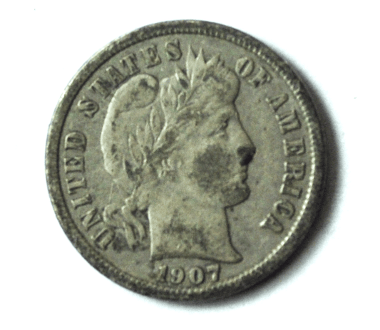 1907 S 10c Barber Silver Dime Ten Cents Dime San Francisco