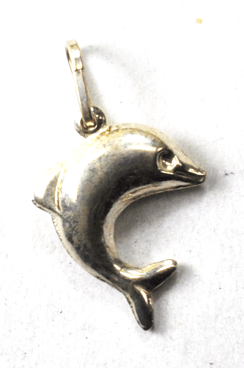 Sterling Silver Italy Puffy Jumping Curved Dolphin Pendant 2.5g 1-1/2" x 22mm