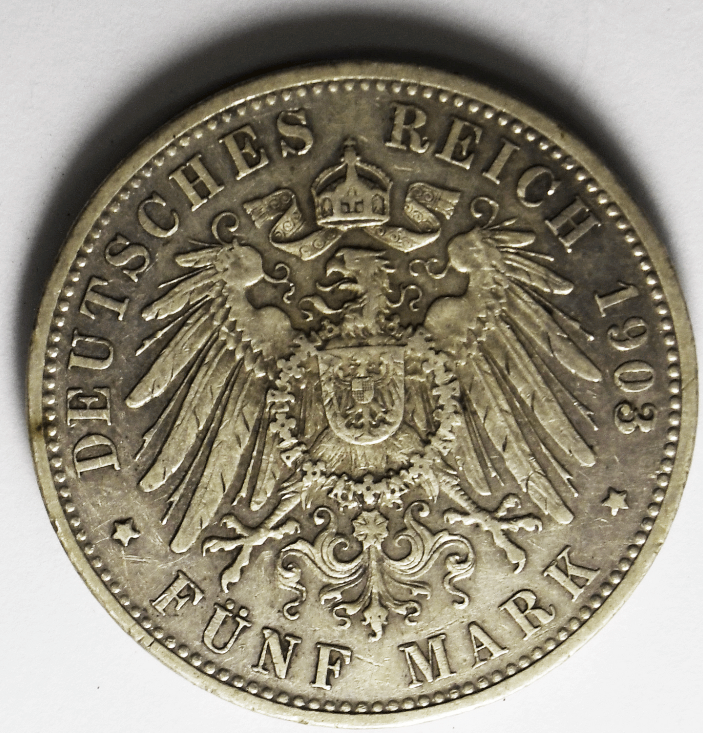 1903 D German States Bavaria 5 Five Mark Silver Coin KM# 915