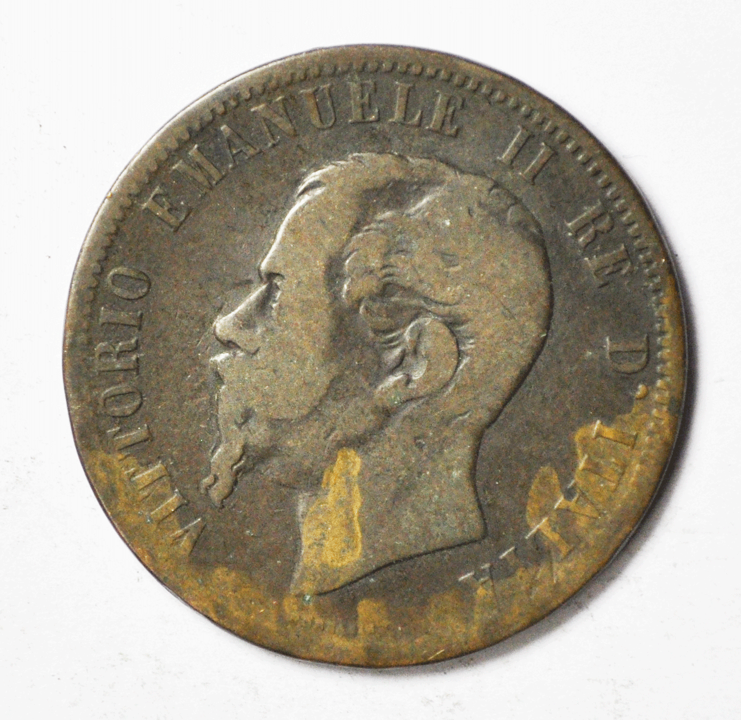 1866 M Italy 10c Ten Centesimi Copper Coin KM#11.1 Rare