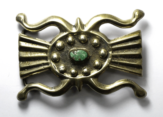 Sterling Turquoise Sand Cast Heavy Belt Buckle 2.5" x 3-3/8" 36mm Belt
