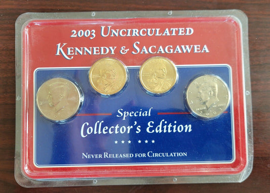 2003 P & D Uncirculated Kennedy Sacagawea Special Collector Edition 4 Coin Set