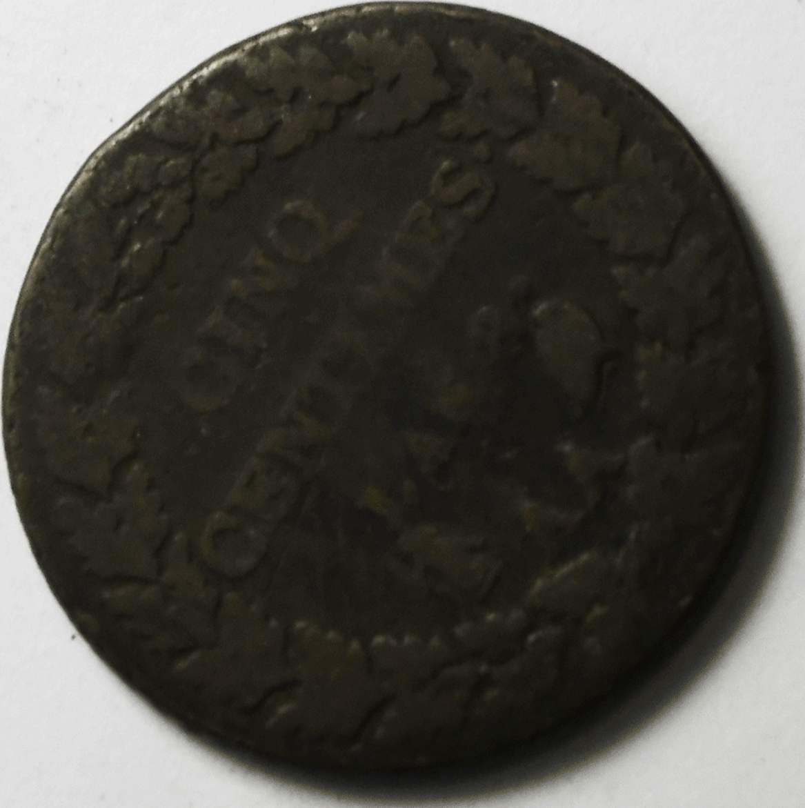 LAN 8 1799-1800 AA France 5 Centimes KM# 640.2