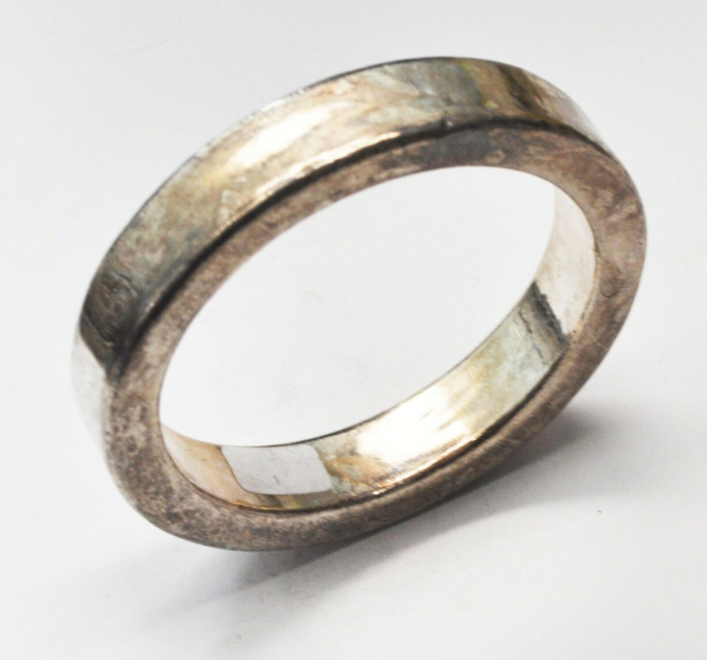 Sterling Silver BAT AMI Israel Squared Round Medium Bangle Bracelet 14mm x 9mm