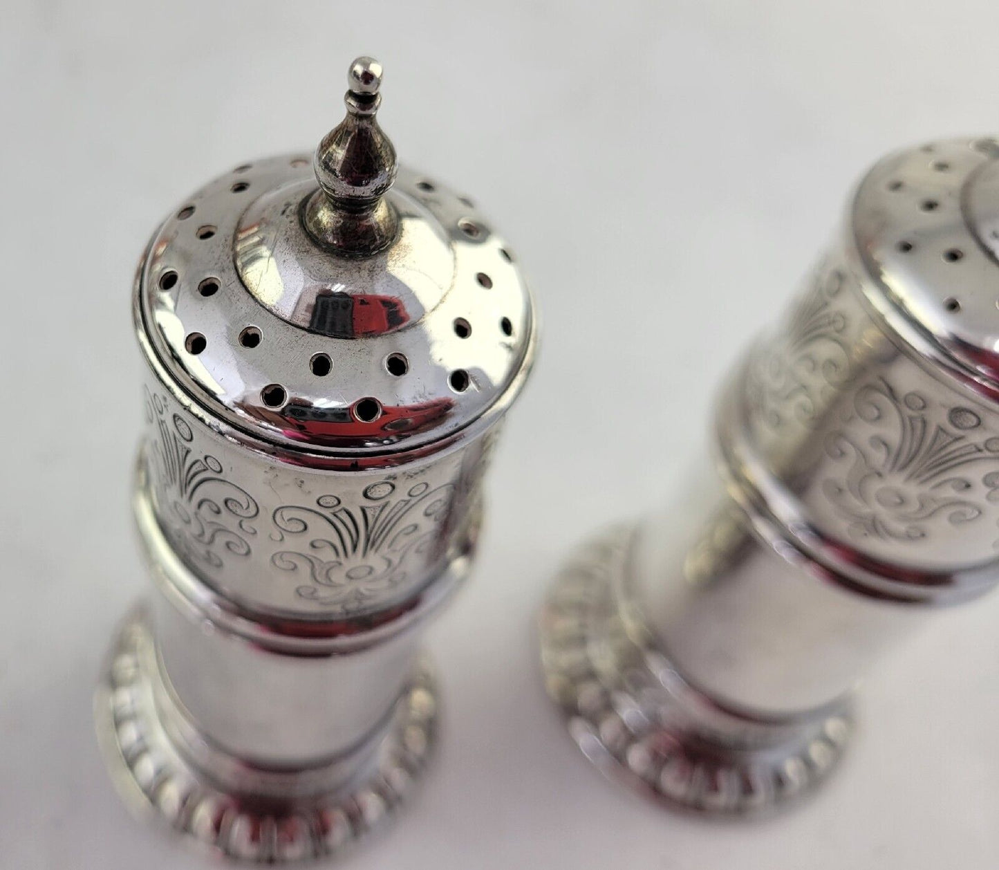 Antique Lunt Sterling Silver 4" Salt and Pepper Shakers 2.9oz