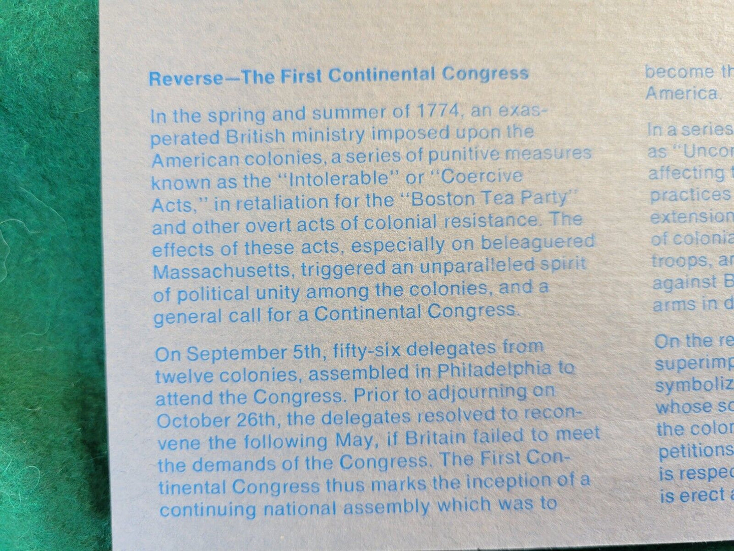 1974 Bicentennial First Day Cover Commemorative Medal Coin & Stamps John Adams