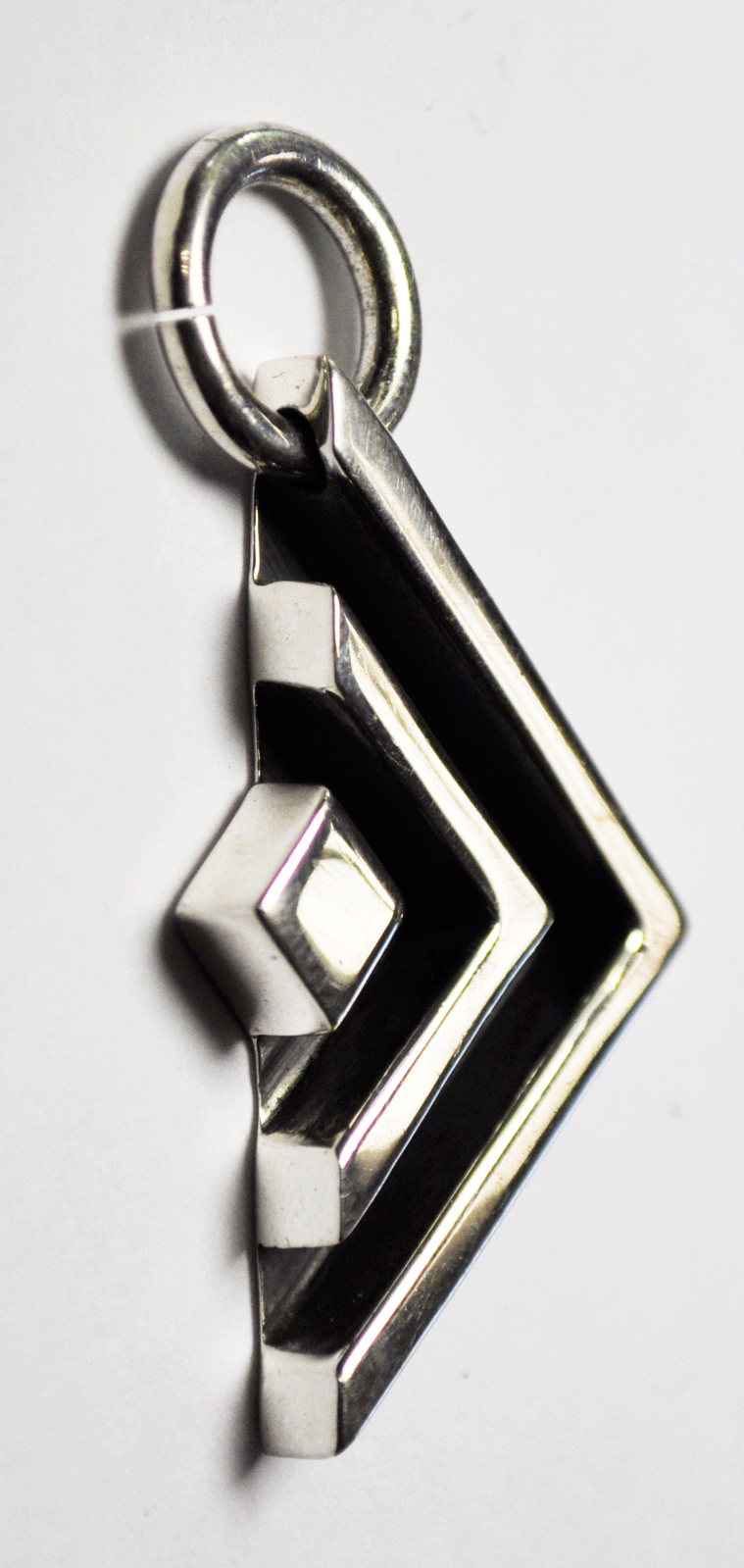 925 Silver Silpada Triangle Logo Charm Key Ring Pendant Dog Tag 44mm