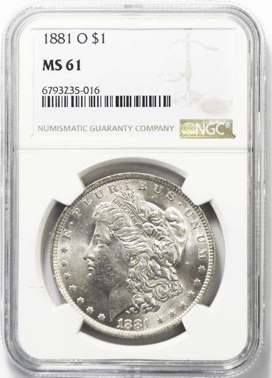 1881 O $1 Morgan Silver One Dollar NGC MS61 Uncirculated New Orleans
