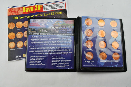 10th Anniversary of the Euro "12"  5 Cent First Commemorative Mint Inc. 12pc set