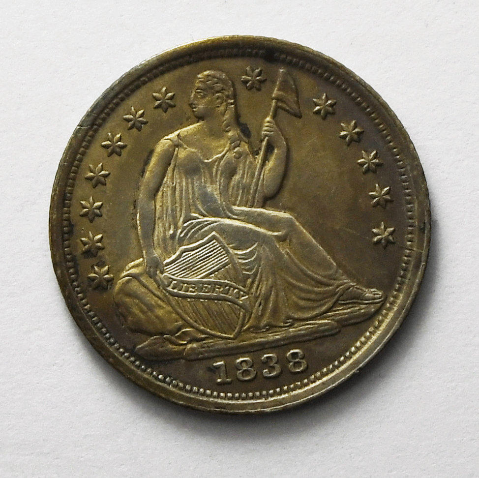 1838 H10c Seated Liberty Silver Half Dime Large Stars AU 5c