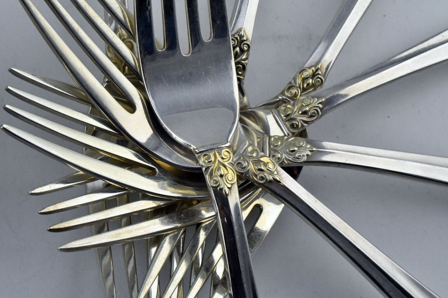 14pc. Hispana-Sovereign "Gold" by Gorham Sterling Solid 7 1/2" Dinner Forks 39oz