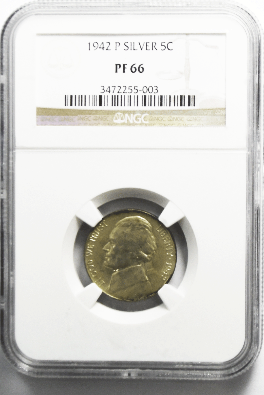 1942 5c Jefferson Proof Silver War Nickel Five Cents NGC PR66 Type 2