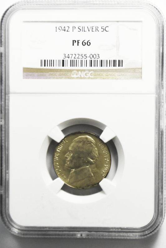 1942 5c Jefferson Proof Silver War Nickel Five Cents NGC PR66 Type 2