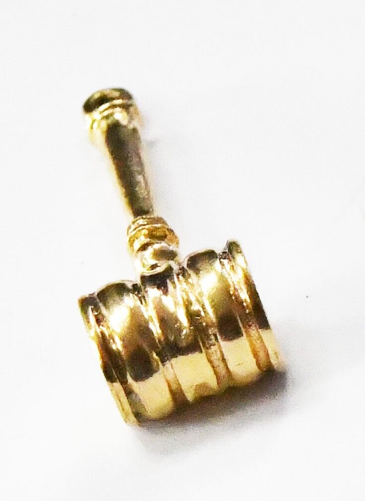14k Solid Yellow Gold Gavel Charm 33mm x 10mm   3.9g