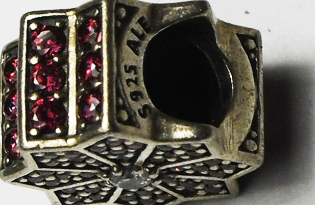 2016 Sterling Silver Pandora Red Poinsettia CZ Charm 12mm x 7mm