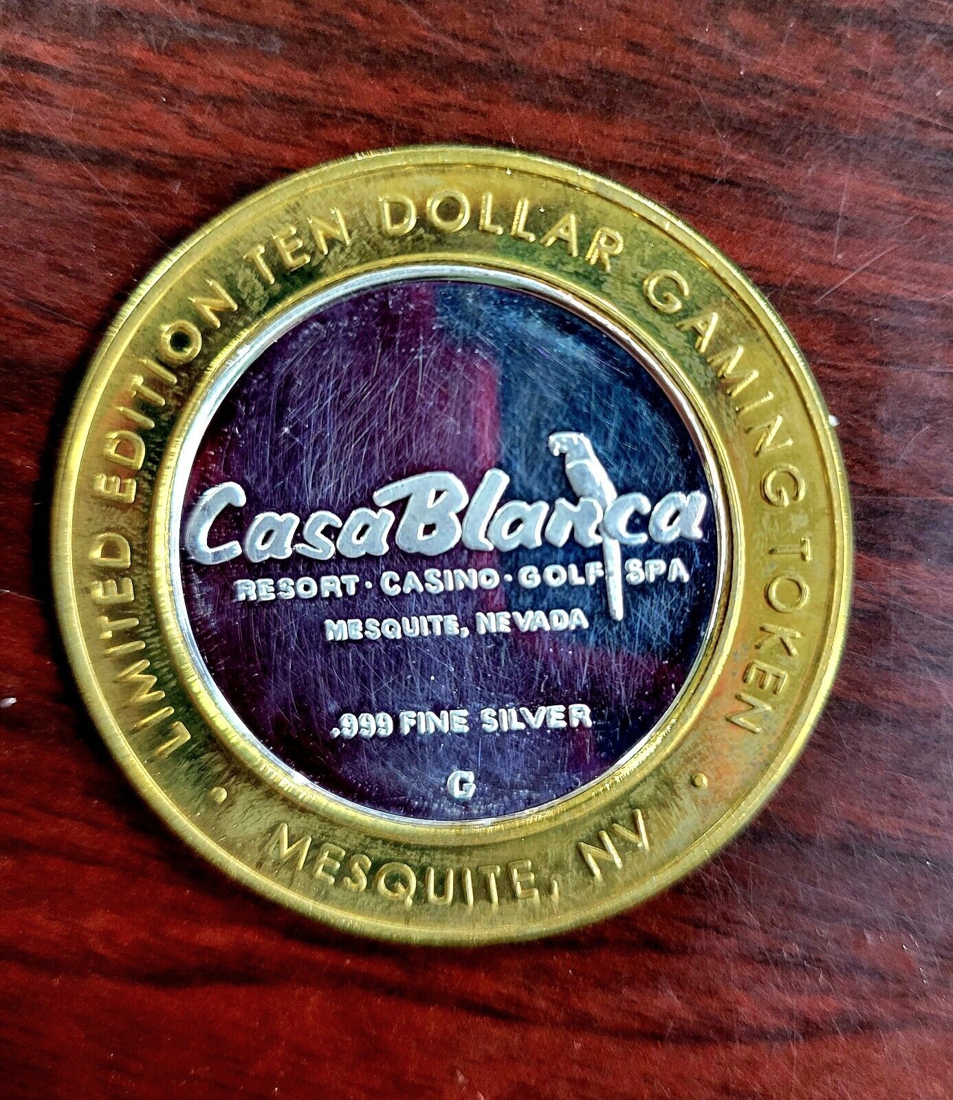 Casa Blanca Casino Resort .999 Fine Silver Ten Dollar Limited Gaming Token