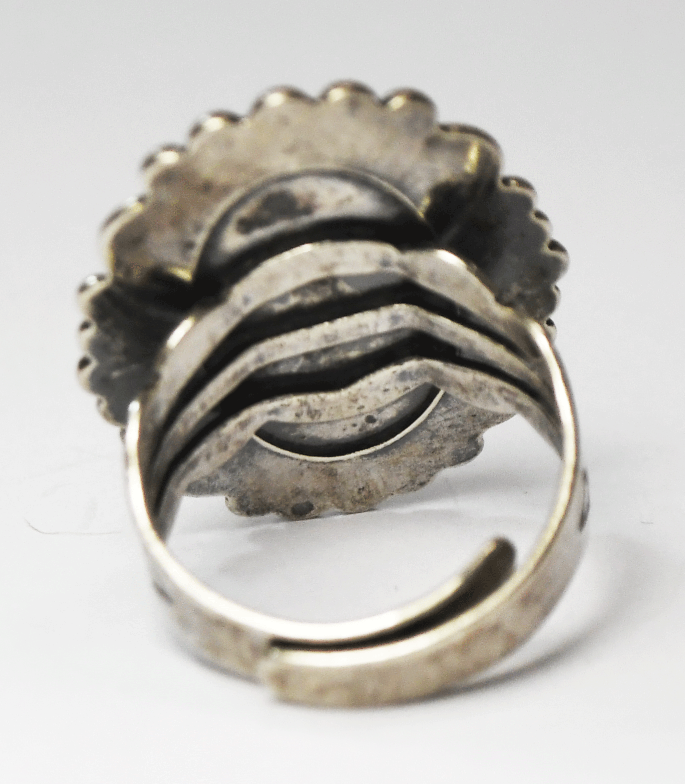 Antique Sterling Silver Oval Red Petrified Wood Ring 31mm Size 6 Adjustable