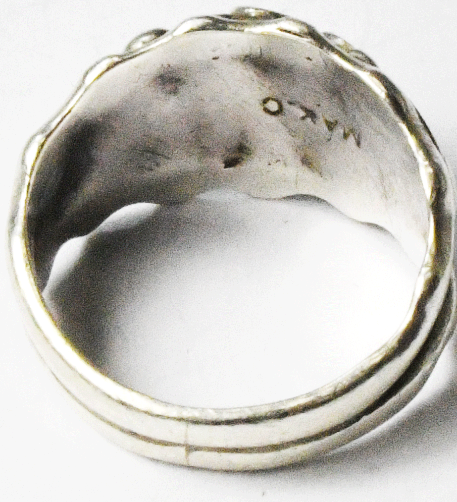 Antique Sterling Silver Max C Turquoise Coral Ring 15mm Size 9-1/2