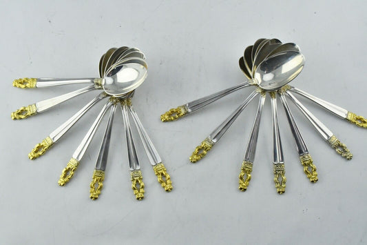 14pc. Hispana-Sovereign "Gold" by Gorham Sterling Desser Teaspoons 17.5oz