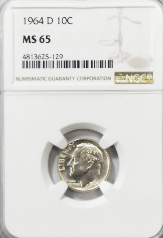 1964 D 10c Roosevelt Silver Dime NGC MS65 Gem Uncirculated Coin Denver