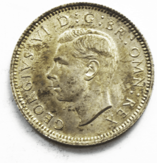 1945 Great Britain 6 Six Pence KM# 852 Silver Coin