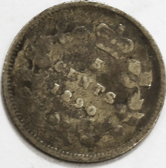 1890 Canada 5c Silver Five Cents KM# 2