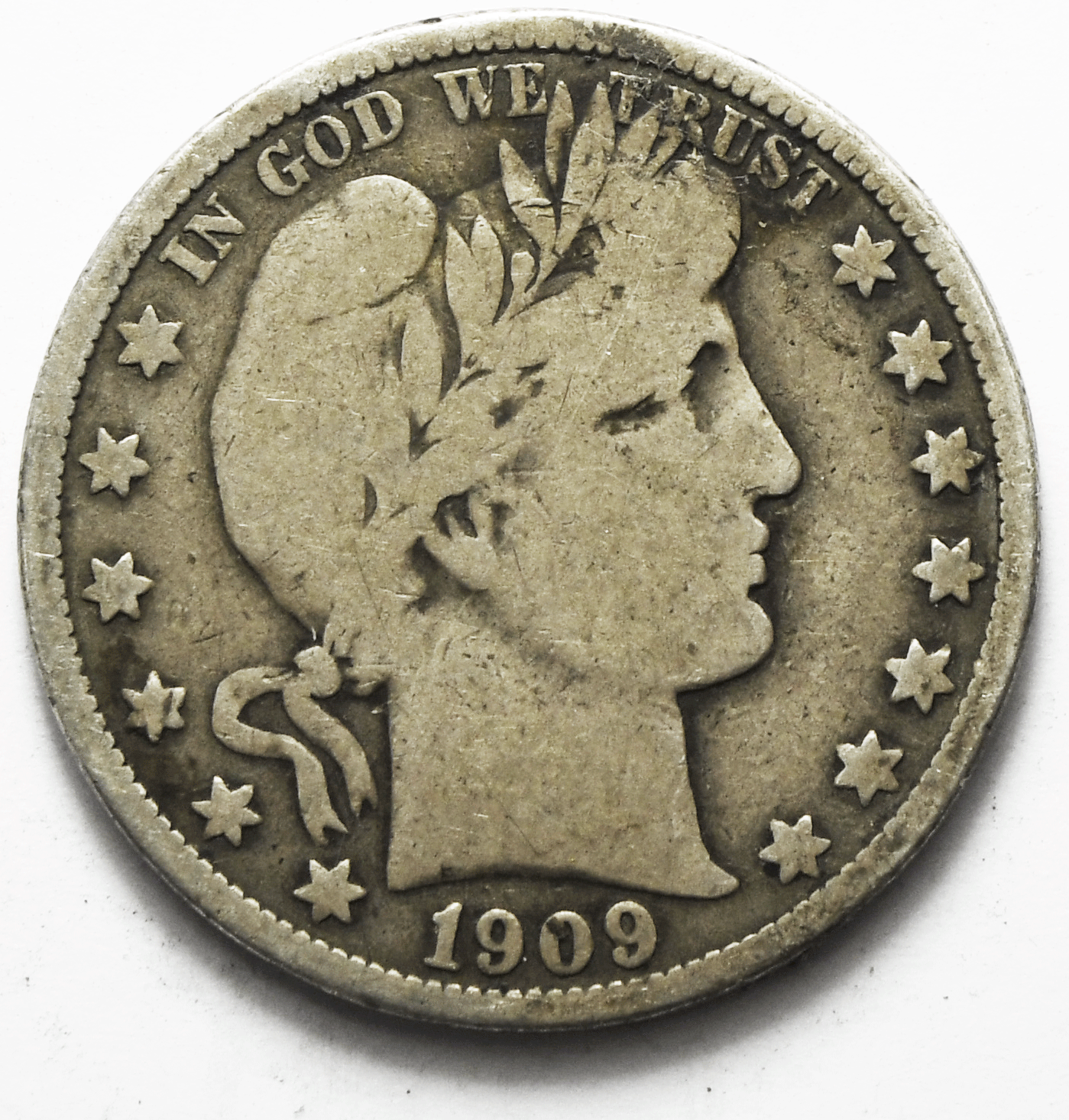 1909 50c Barber Silver Half Dollar Fifty Cents US Philadelphia