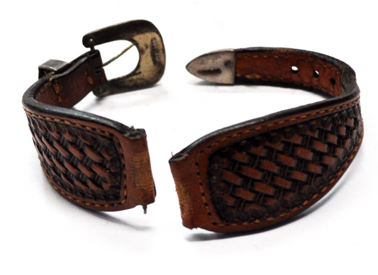 Handmade Brown Leather Watch Band Sterling Silver Buckle 17mm Lugs 8-5/8" Total