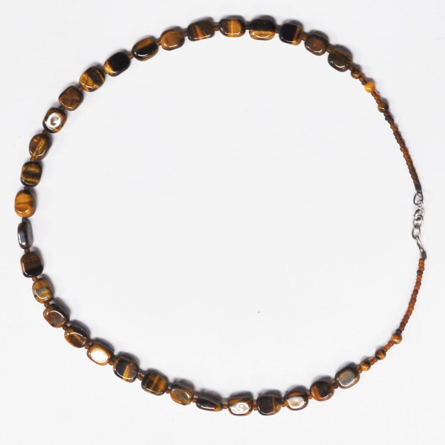 Sterling Silver Tigers Eye Bead 17" Necklace 7mm