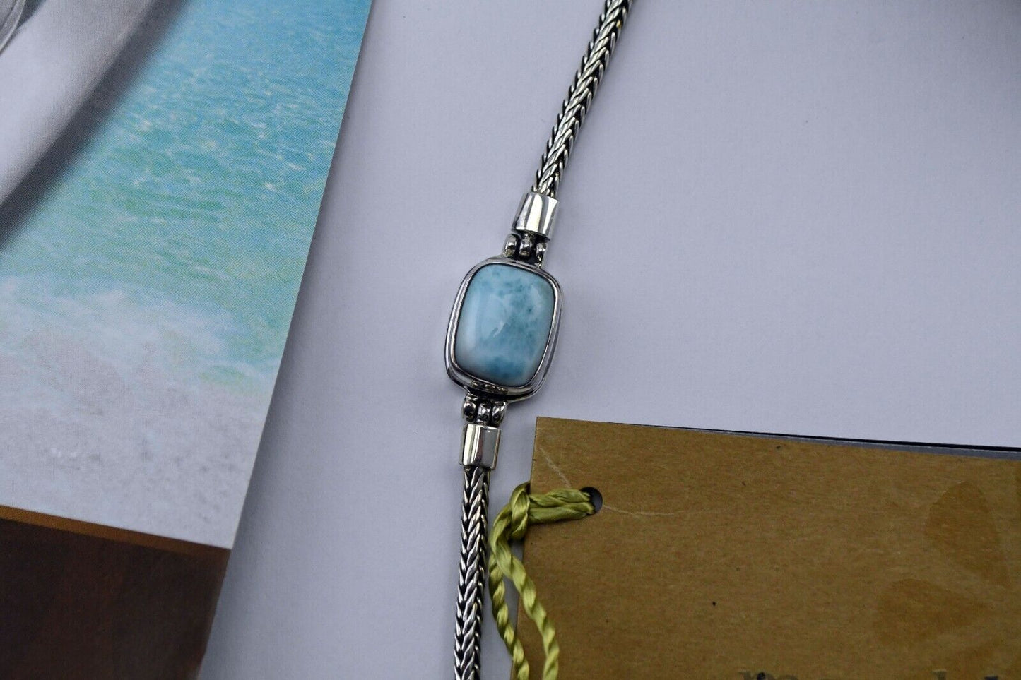 Marahlago Sterling Silver Blue Larimar Toggle Bracelet 7.5" w/Tags & Bag