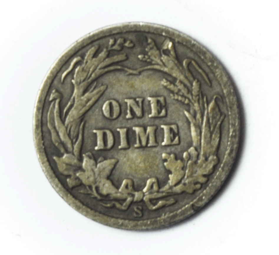 1907 S 10c Barber Silver Ten Cents Dime US San Francisco