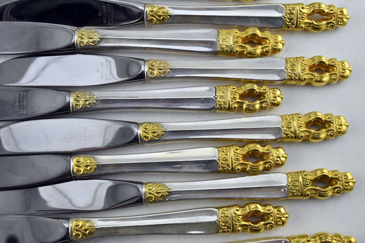 12pc. Hispana-Sovereign "Gold" by Gorham Sterling Hollow Handle Butter Spreaders