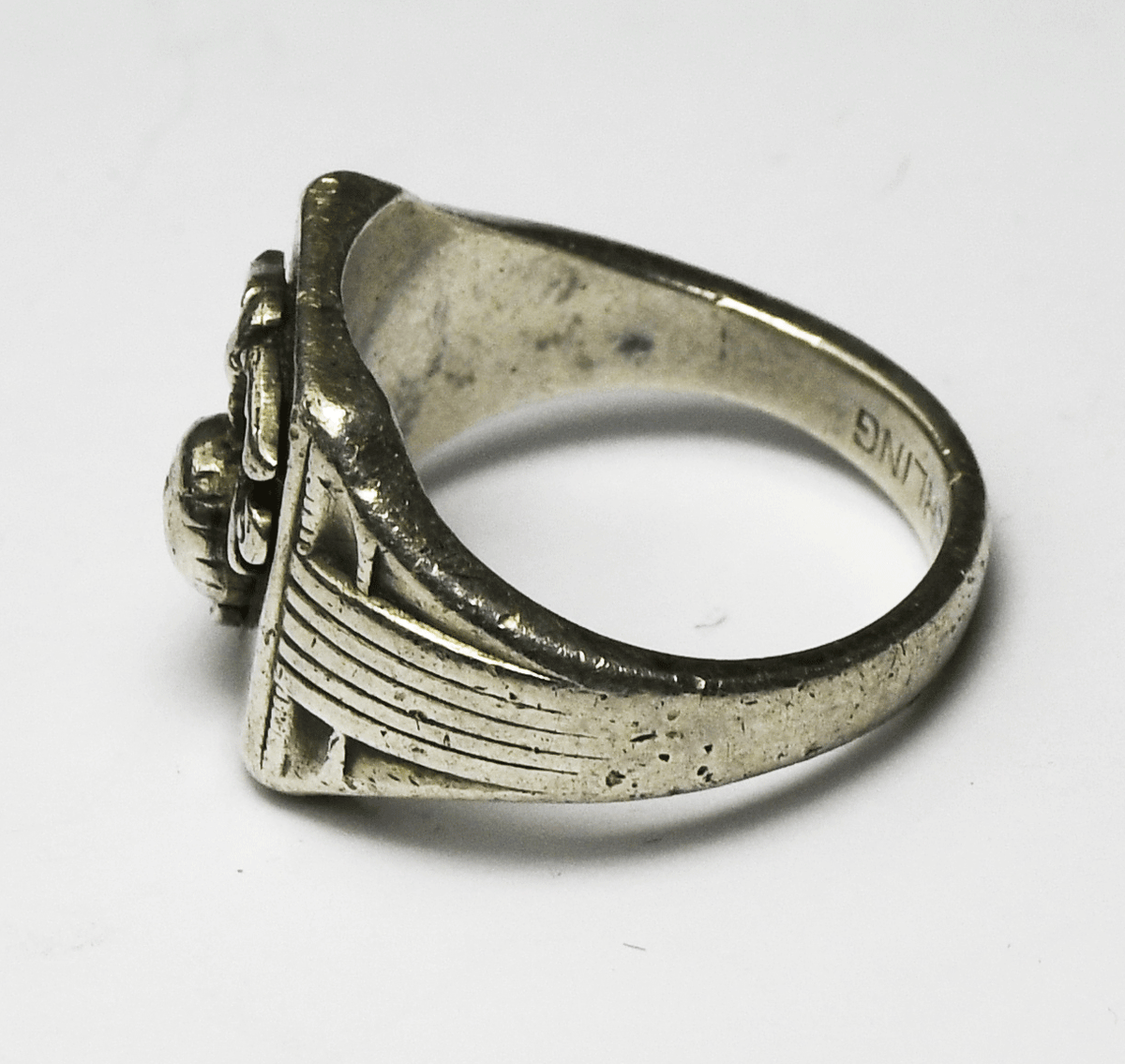 Sterling Silver H-H Vintage Marine Corp Ring 14mm Size 8