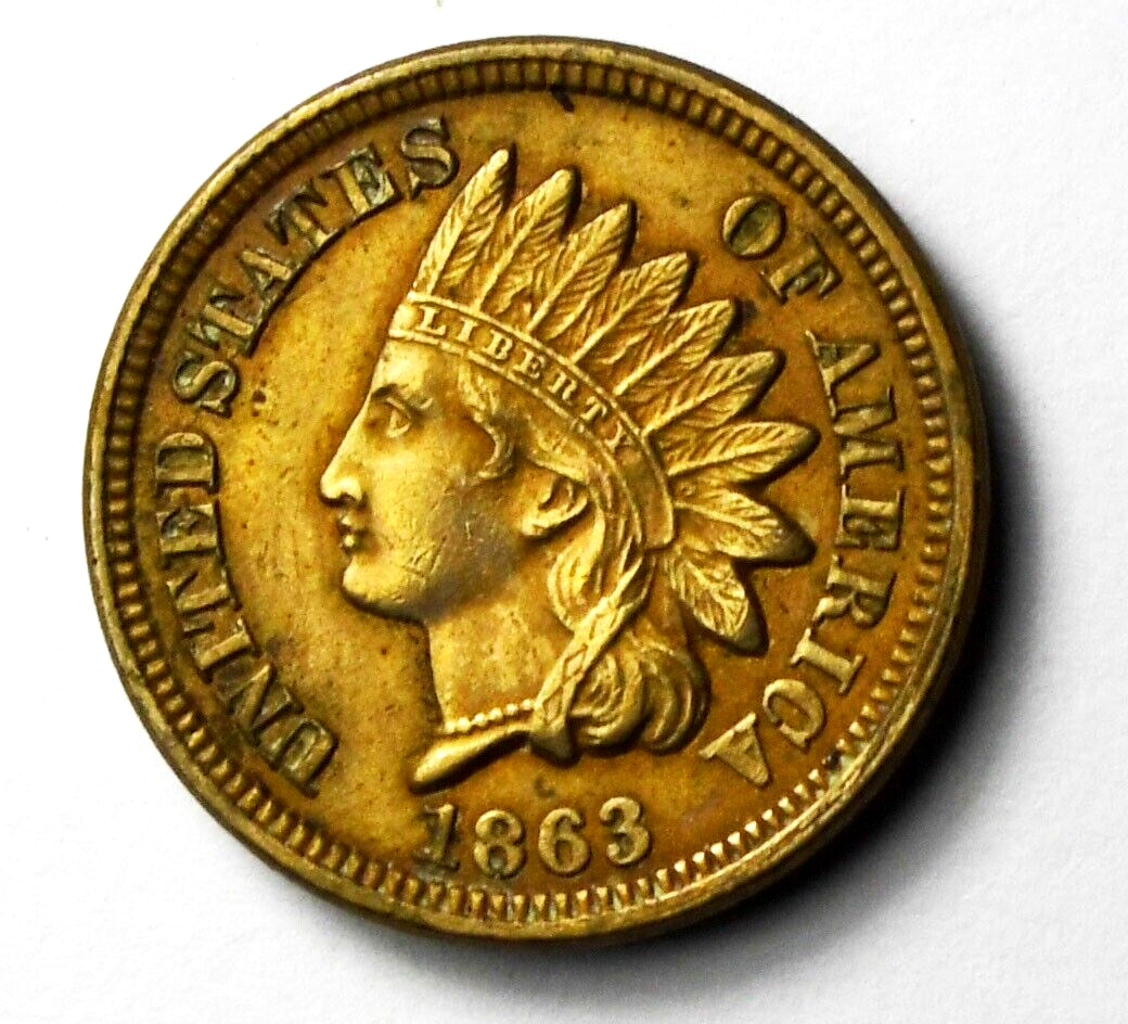 1863 1c Indian Head Penny One Cent US Philadelphia