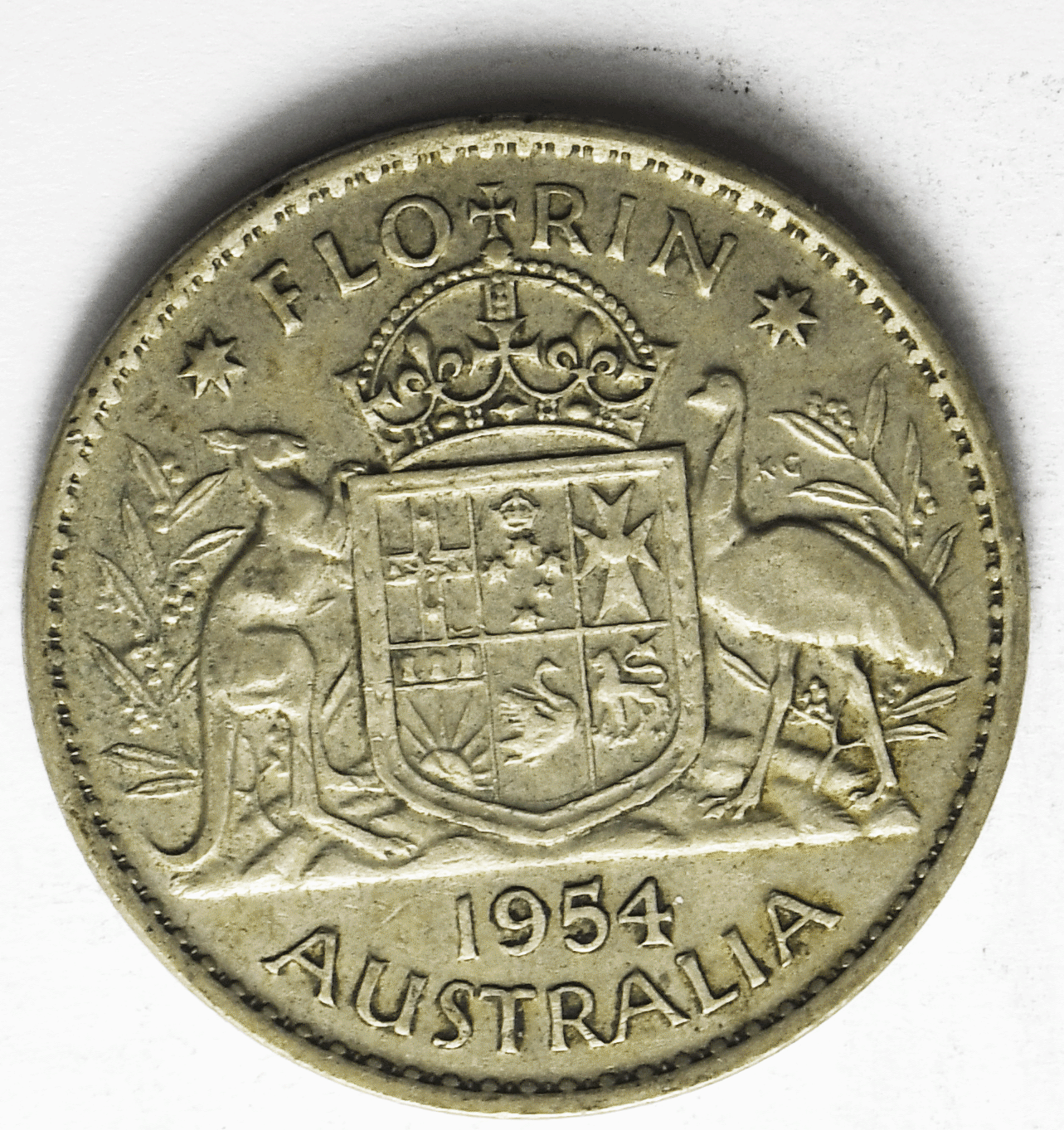 1954 Australia Florin Silver Coin KM# 54