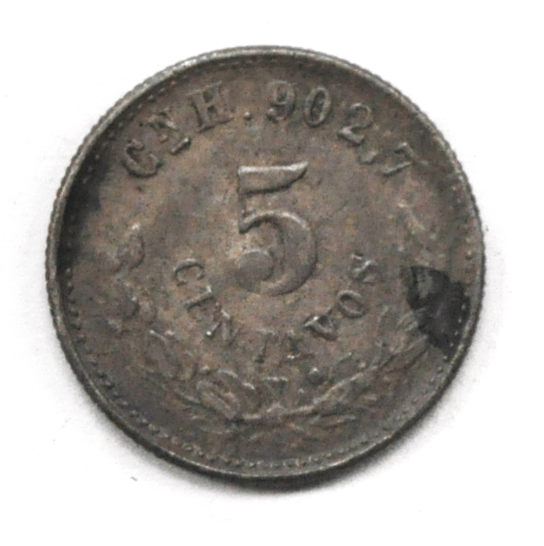 1904 Cn H Mexico Second Republic 5 Five Centavos KM# 400