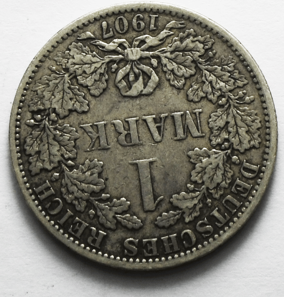 1907 A Germany Empire Silver One Mark Coin KM# 14