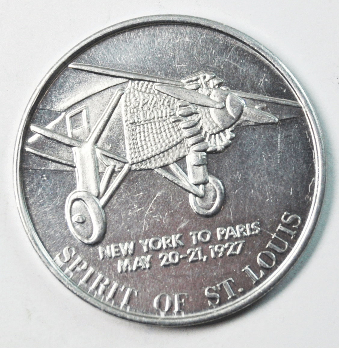 1902 1974 Charles A Lindbergh Spirit of St Louis Aluminum Medal 41mm Old Bust