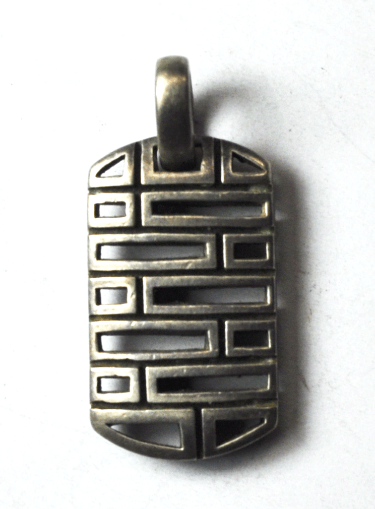 Sterling Silver Zina Brick Filigree Maze Slotted Pendant 34mm x 16mm
